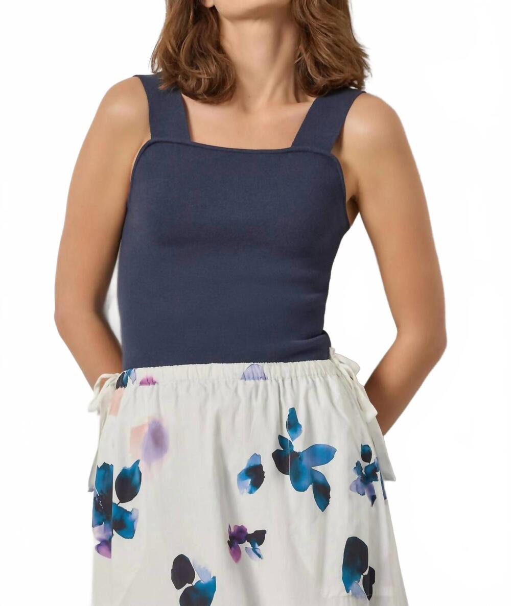 NEW LILLA P wide strap knit tank top in navy